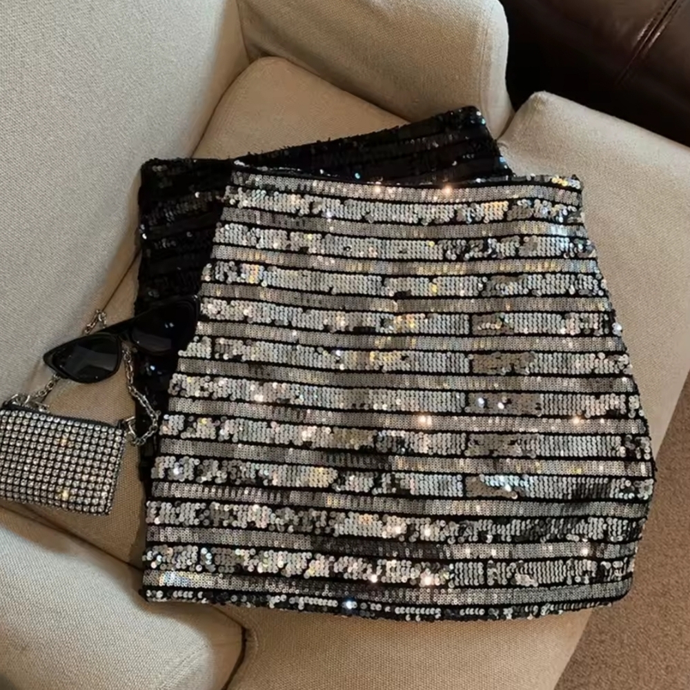 Slim A-line Sequin Skirts - Picture 1 of 7